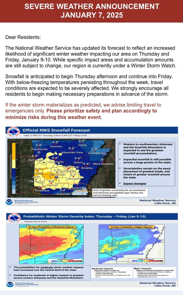 Earlier today, Tuesday, January 7th, a winter advisory was issued.